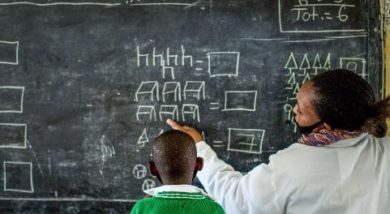 School child and teacher