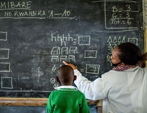 School child and teacher